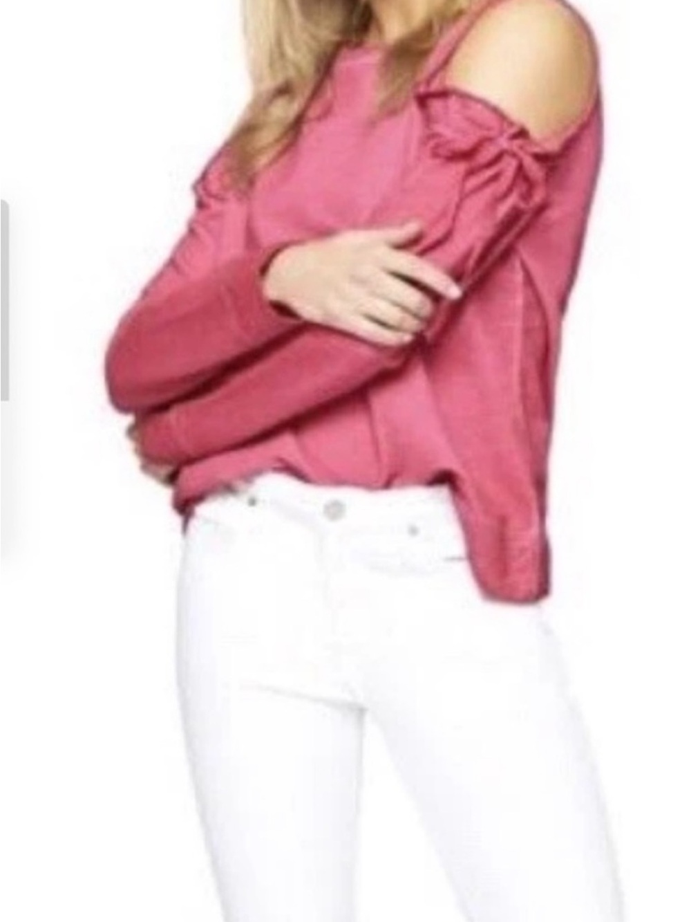 SANCTUARY Pink Cold-Shoulder French Terry Sweatshirt NWOT XS